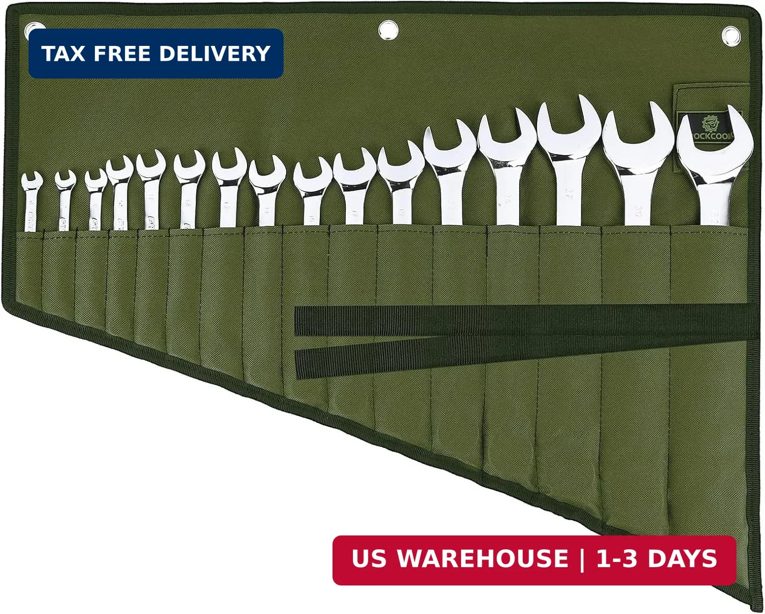 Wrench Roll Organizer 16 Pockets, Wrench Pouch Roll Up with Water Proof Oxford C