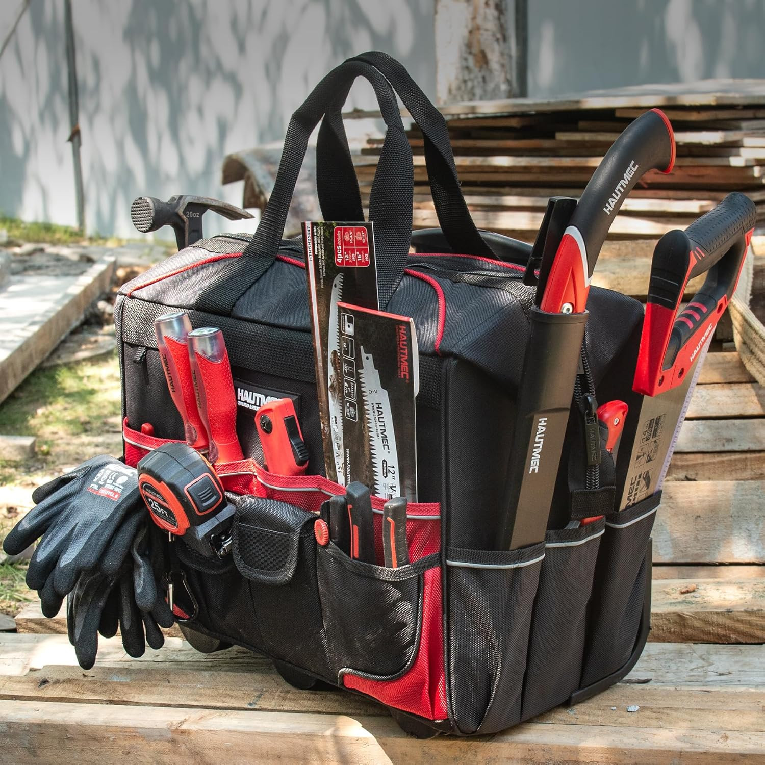 18″ Rolling Tool Bag with Wheels & 23 Pockets – Water-Resistant Organizer