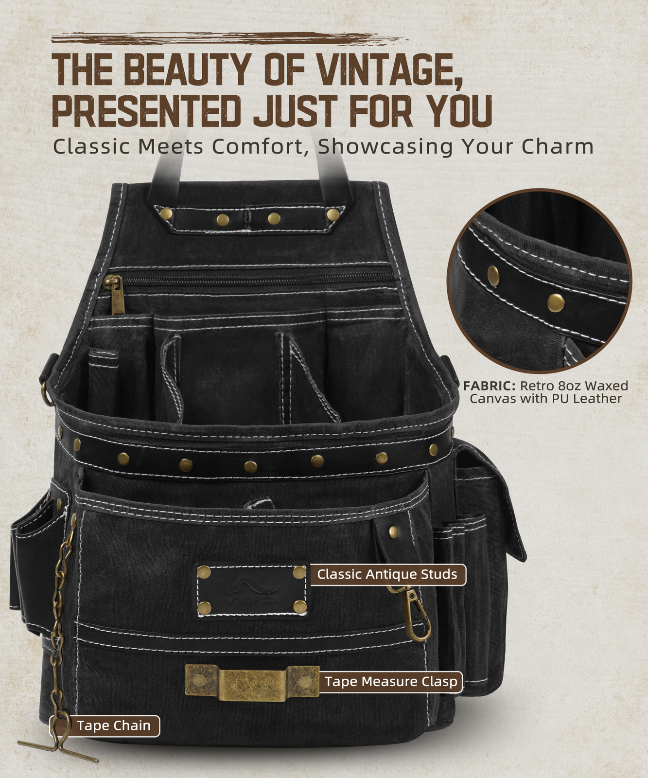ARCFOX Adjustable Tool Belt Portable Carpenter Construction Tool Pouch Holder