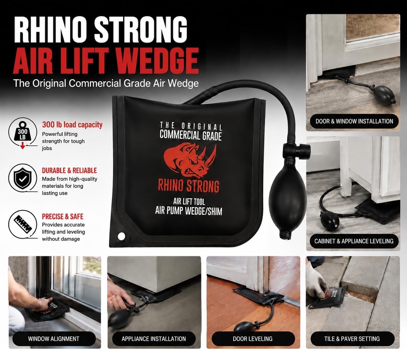 The Original Rhino Strong Commercial Grade Air Wedge Bag Pump Professional Level