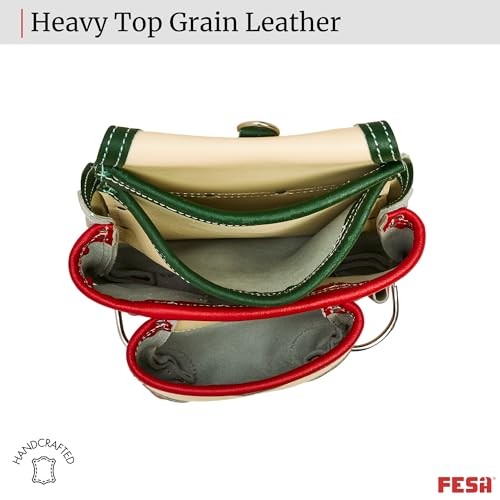 Leather Carpenter Tool Pouch – 10-Pocket Heavy Top Grain White – Mexico
