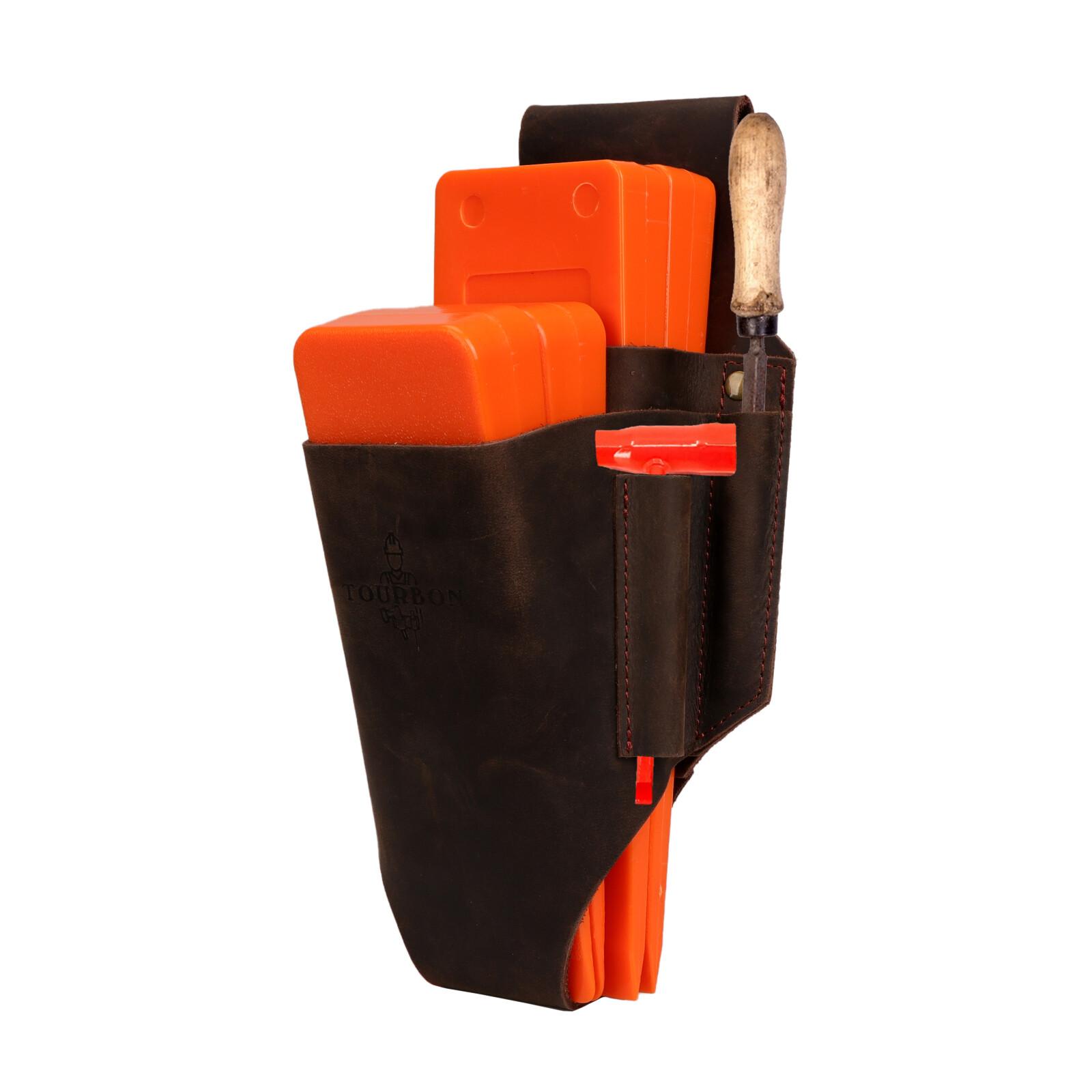 TOURBON Leather Loggers Tools Belt Pouch Tree Felling Bucking Wedge Holster Case
