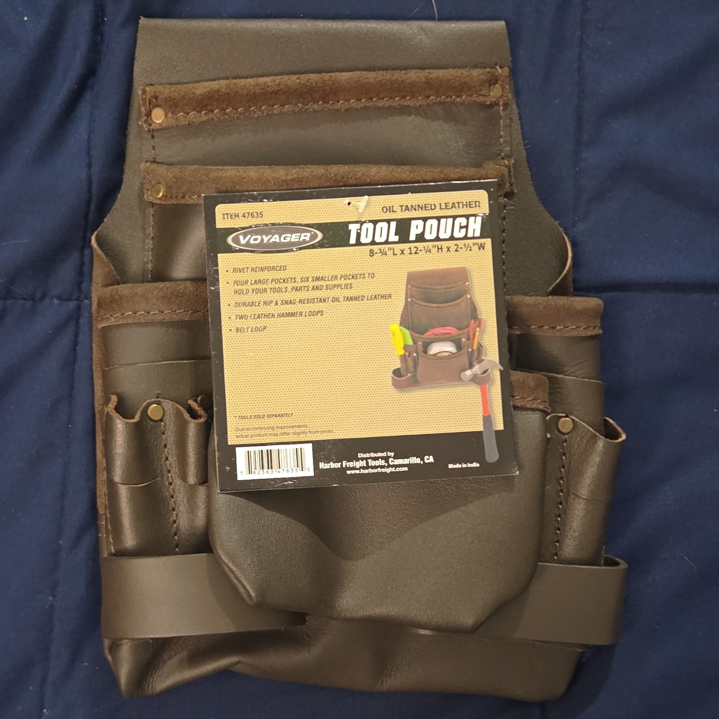 Voyager 47635 Leather Tool Pouch Rivet Reinforced Belt Loop Brown/Black