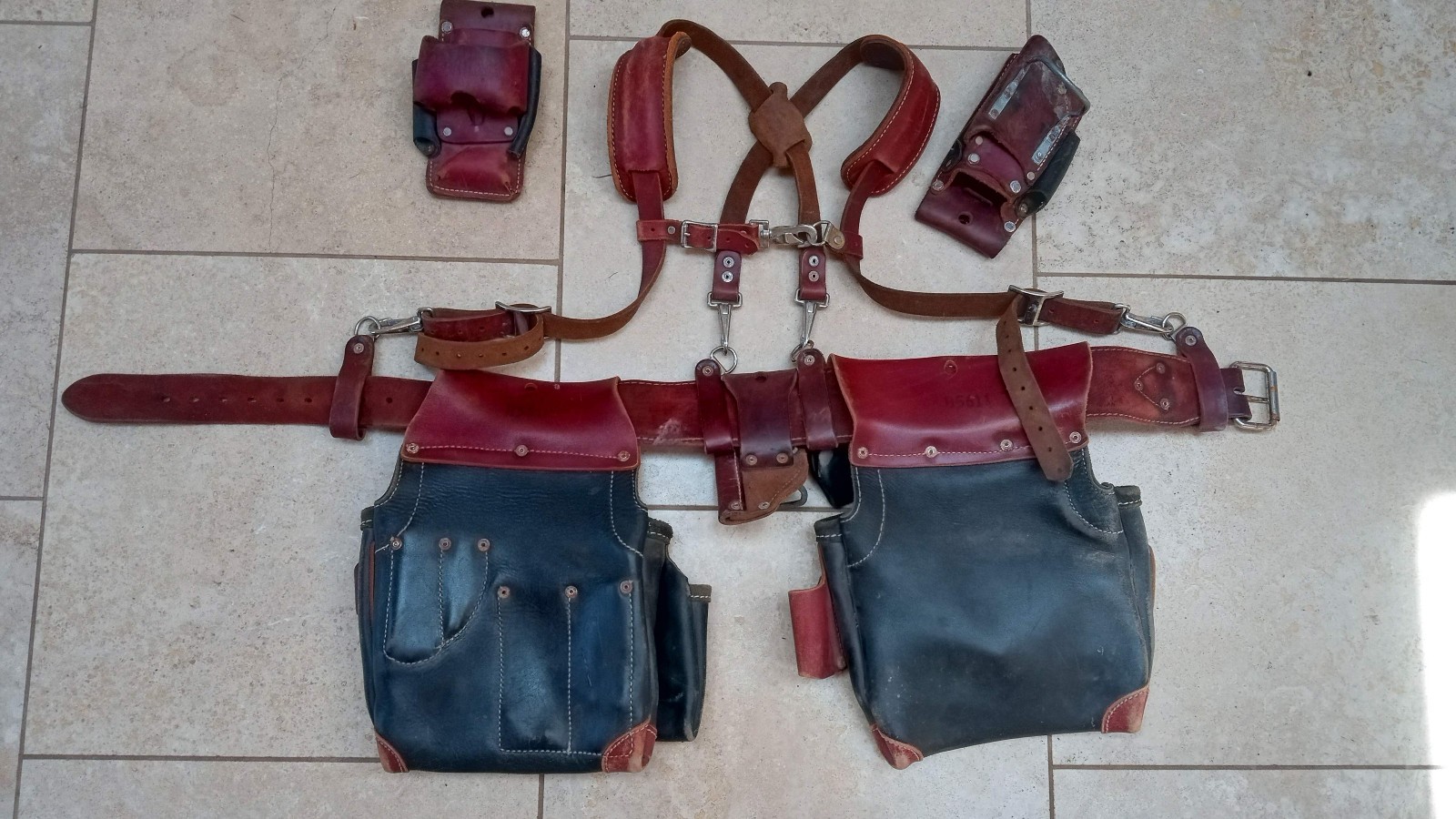 Complete Occendental Leather Tool Belt Susspenders Bags Made in USA