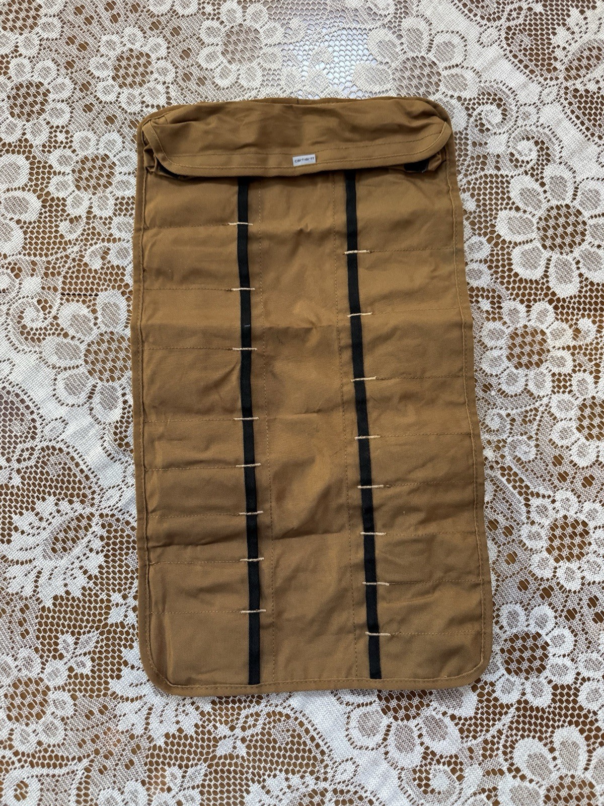 Carhartt Legacy Tool Roll Bag 18 Pocket Utility Roll 3 Pouches Brown Clips