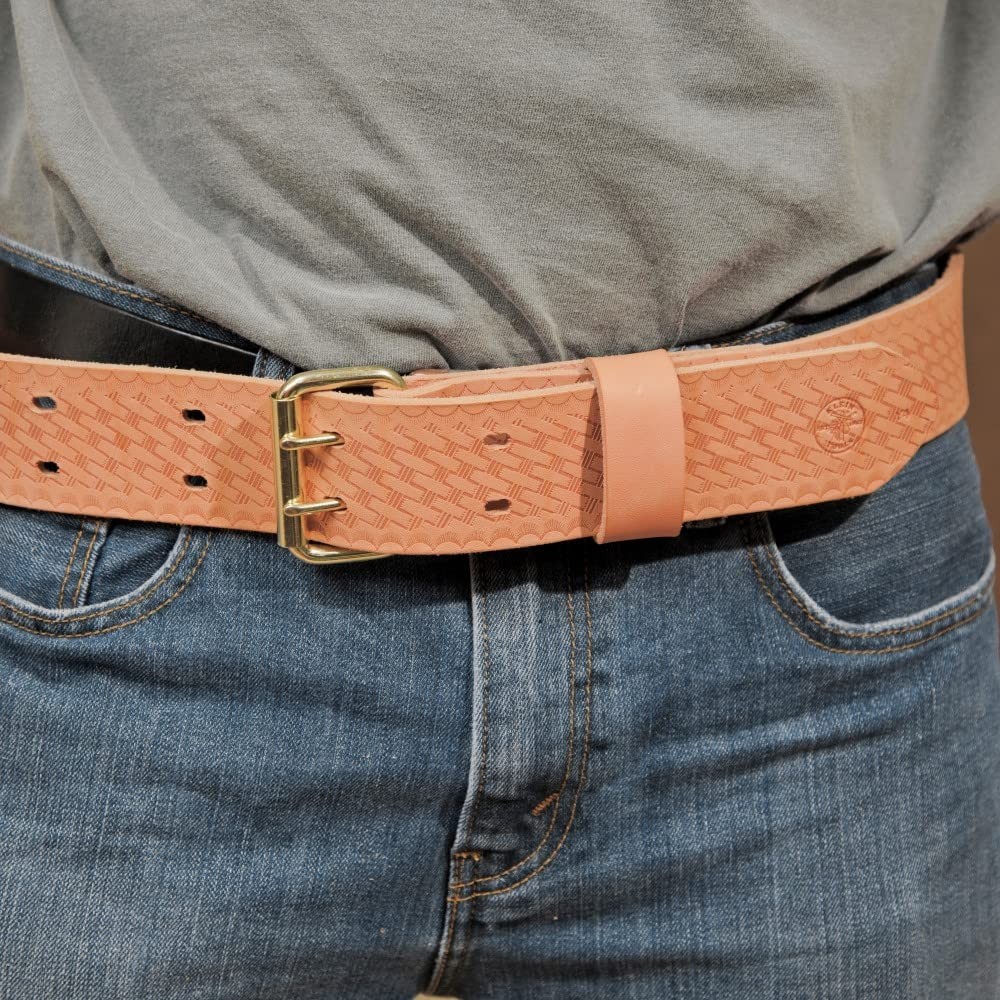 Klein Tools Heavy Duty Embossed Leather Tool Belt Large Tan For 40 To 48 Inch…