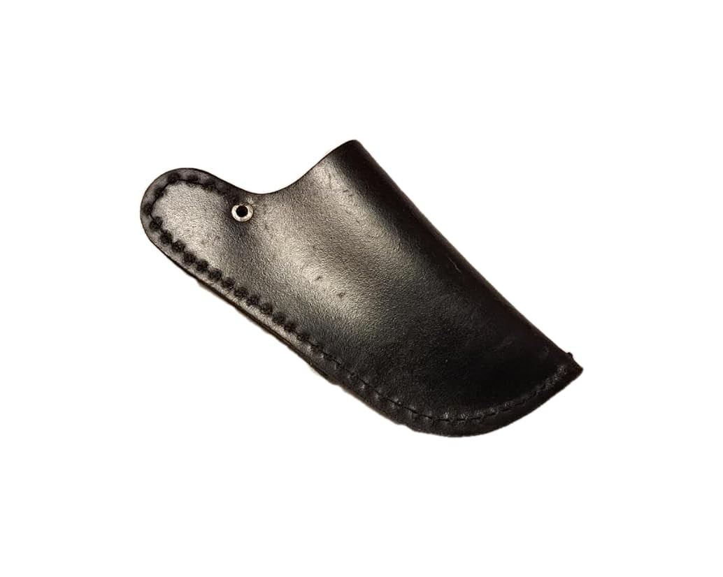 DCT-Leather Knife Holster Snap Button Single Pocket Black For Belt Sheath