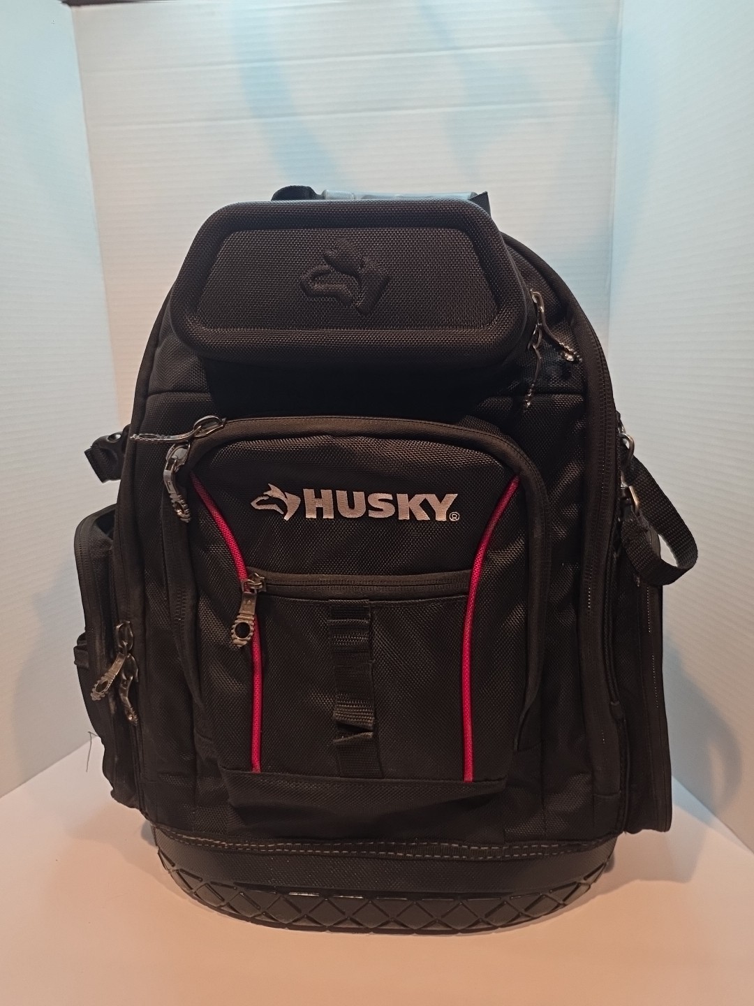 Husky 16″ Pro Tool Backpack – Multiple Pockets – Waterproof Molded Base