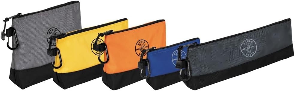 Klein Tools 55569 Stand-Up Zipper Bag Tool Pouch with Carabiners, Reinforced Gus