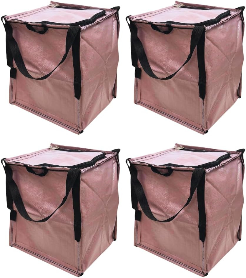 Rugged 22-Gallon Heavy Duty Storage Tote Bags with Zipper – Pack of 4, Mauve