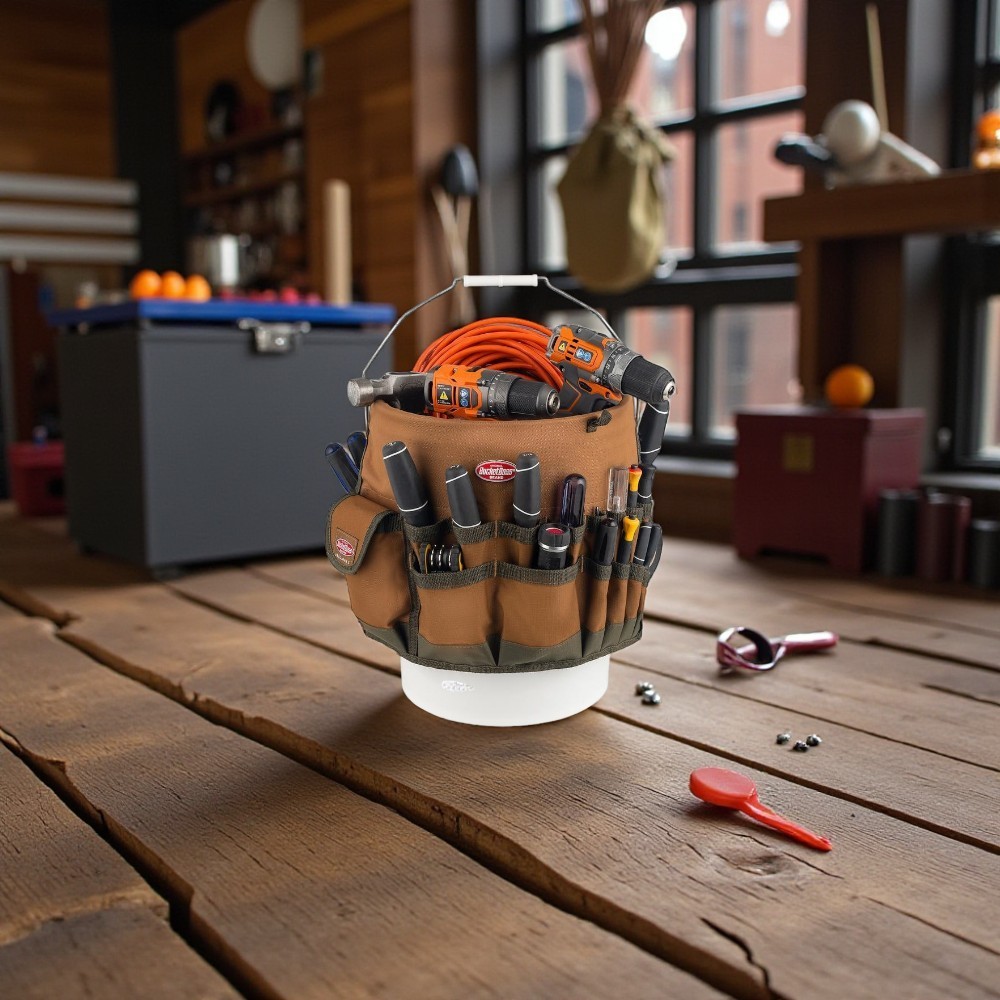 BUCKET BOSS Tool Organizer for 5 Gal. Bucket – Brown – 30 Storage Pockets