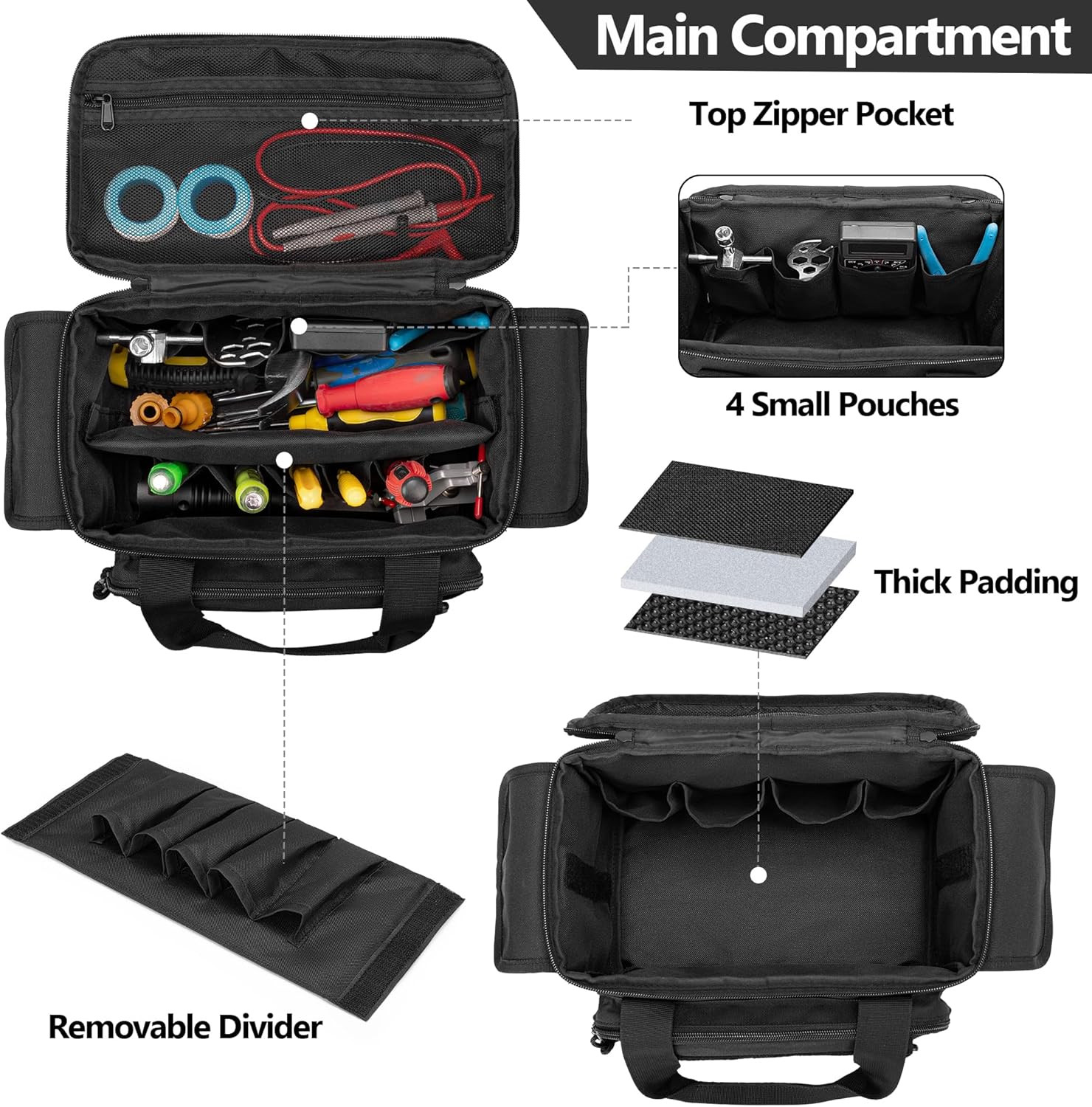Small Tool Bag with Anti-Friction and Thick Padded Bottom, Tool Storage Organize