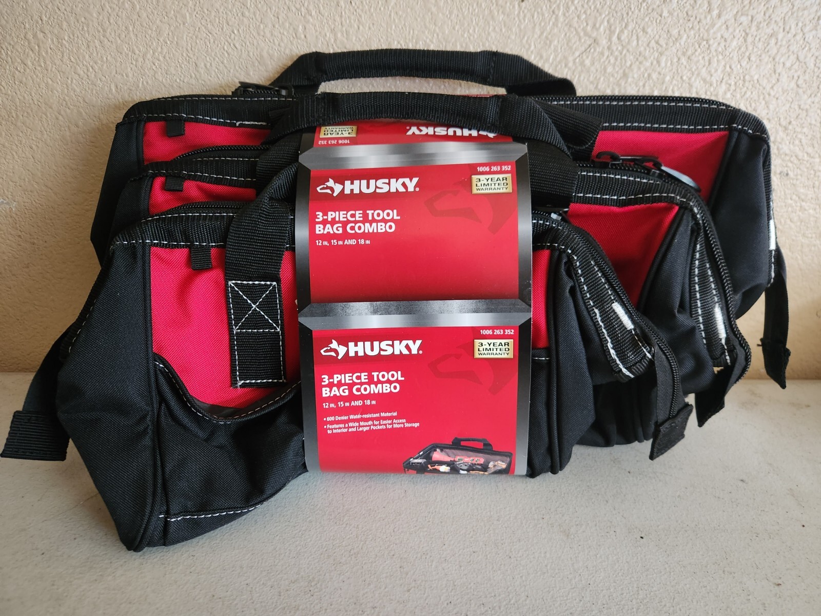 Husky 3 Piece Bag Combo 1006263352 18″, 15″, 12″ Bags 1006 263 352