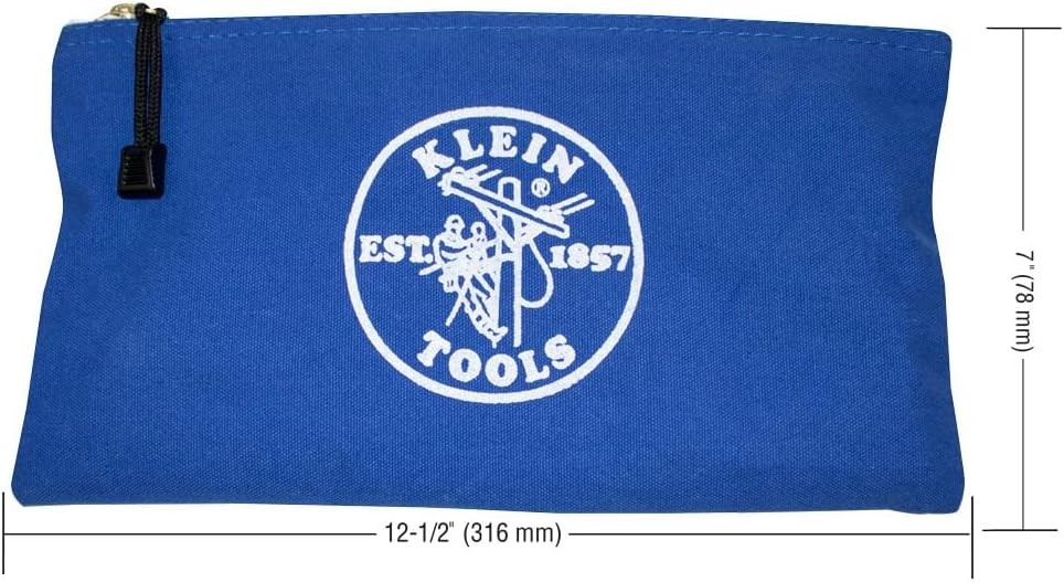 12.5 x 7-Inch Klein Tools Canvas Zipper Bags – Assorted Colors for Easy Sorting