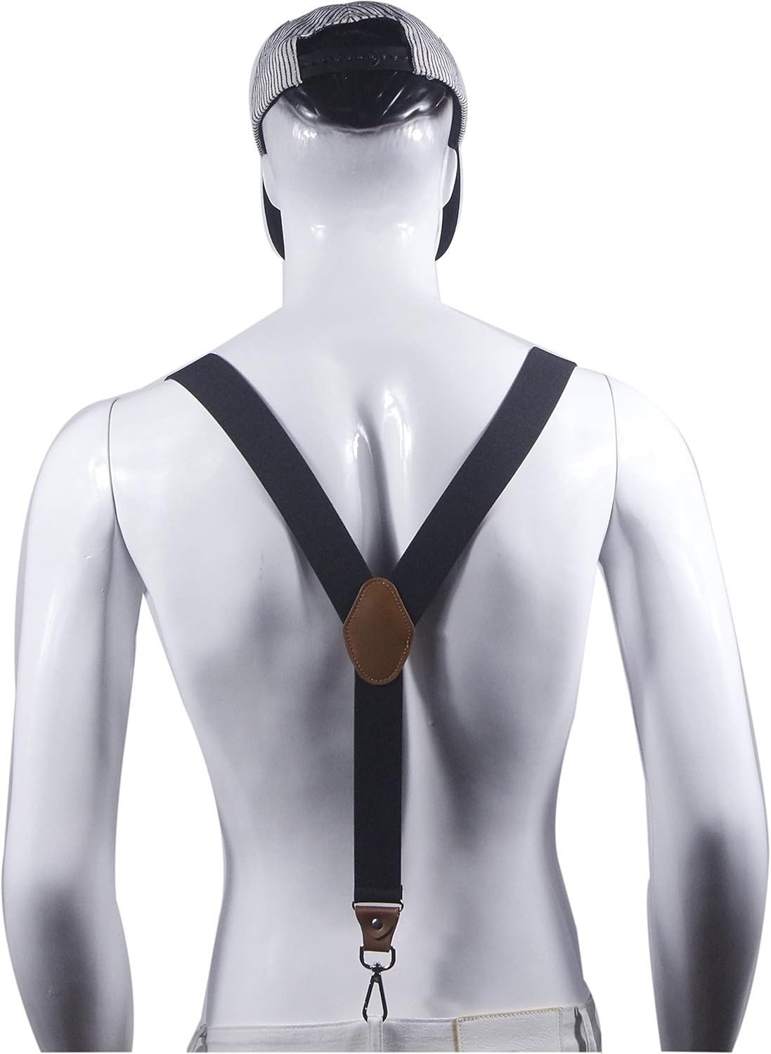 Mens Suspenders with 3 Swivel Hooks Belt Loops 1.4 Inch Wide Heavy Duty Black
