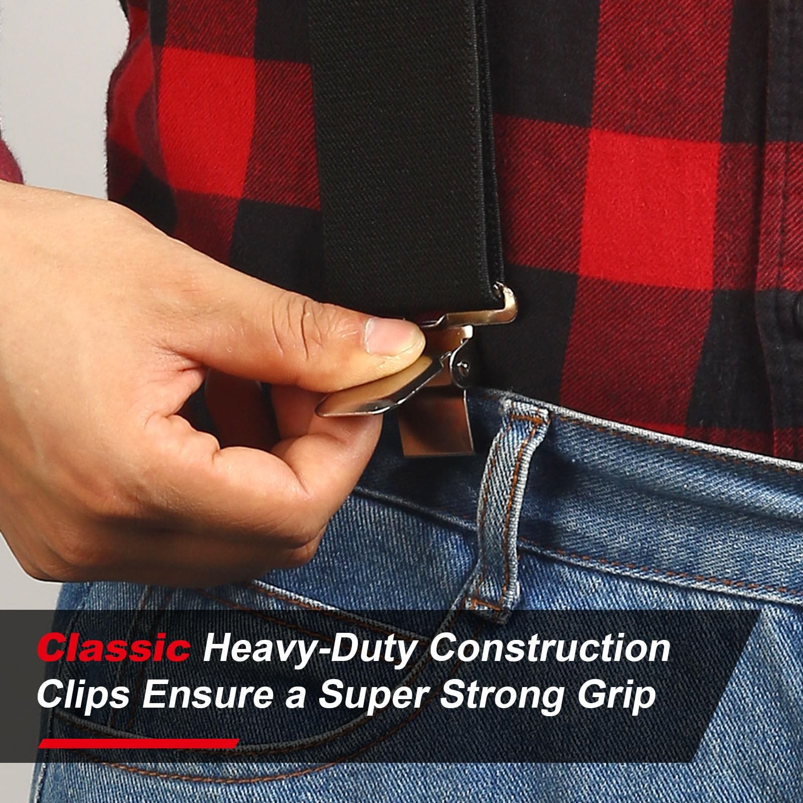 Ultrashang CLASSIC Mens Heavy-Duty Suspender: 2-Inch Wide, 5’1″- 6’2″, Black