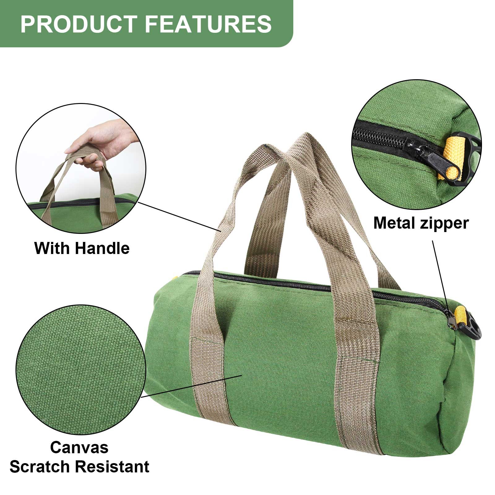 Heavy Duty Tool Bag with Zipper Muti-Purpose Storage Large Capacity Waterproof