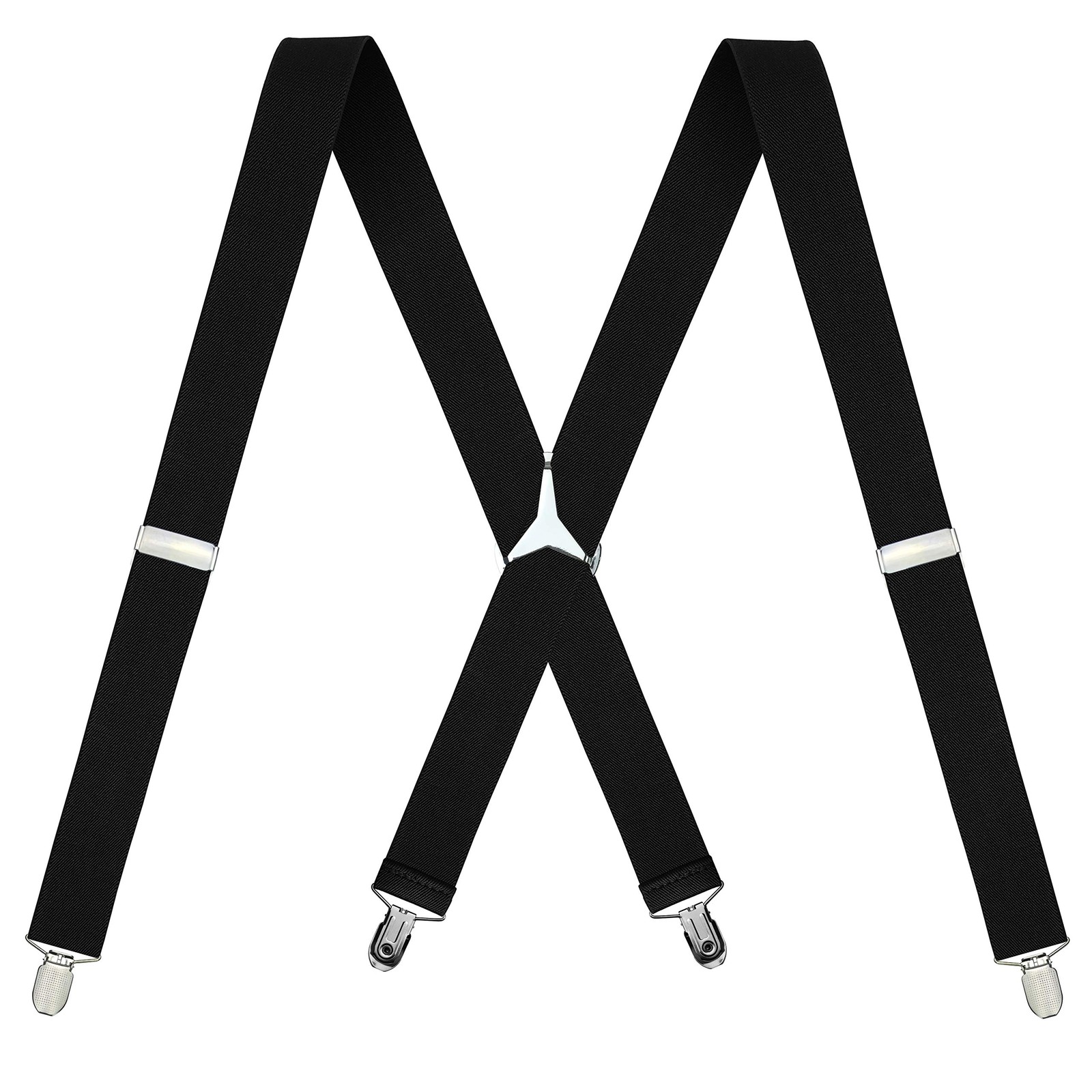 Moulen Men’s X-Back 1.4 Inches Wide 4-Clips Adjustable Large, Black