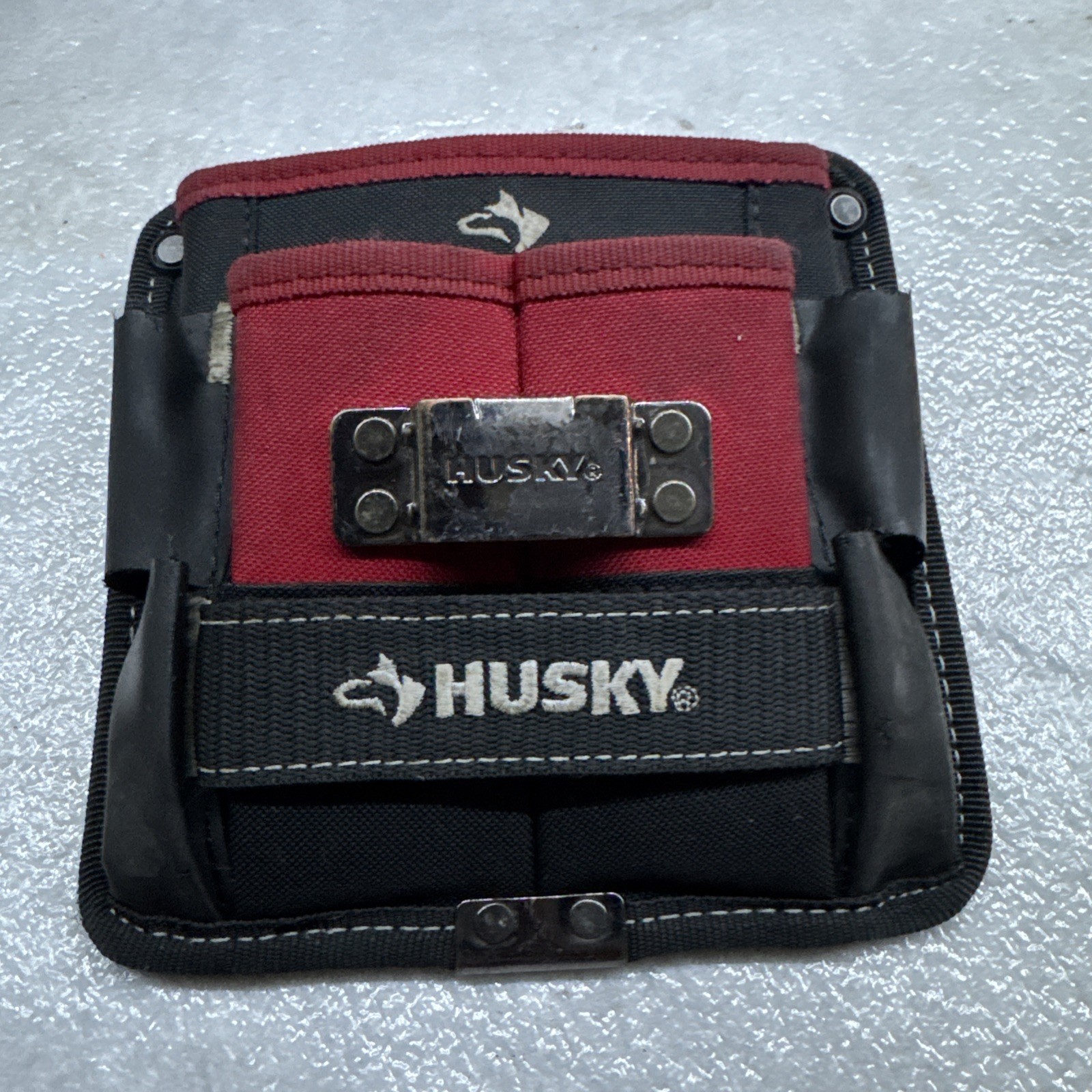 Husky 7 in. 3-Pocket Clip On Tool Belt Pouch #490