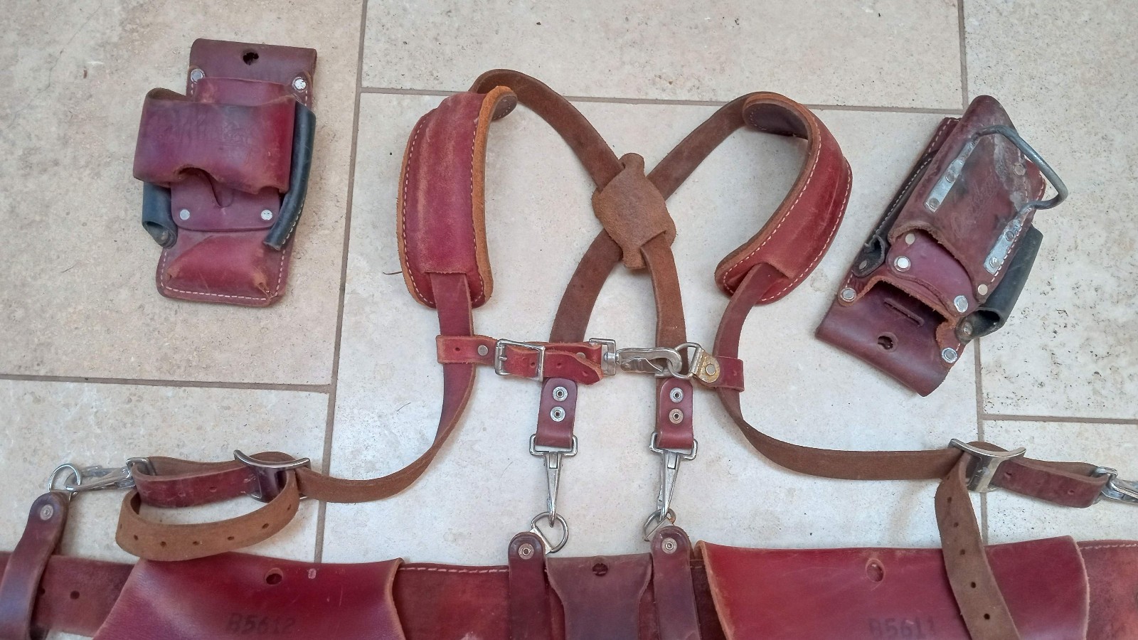 Complete Occendental Leather Tool Belt Susspenders Bags Made in USA