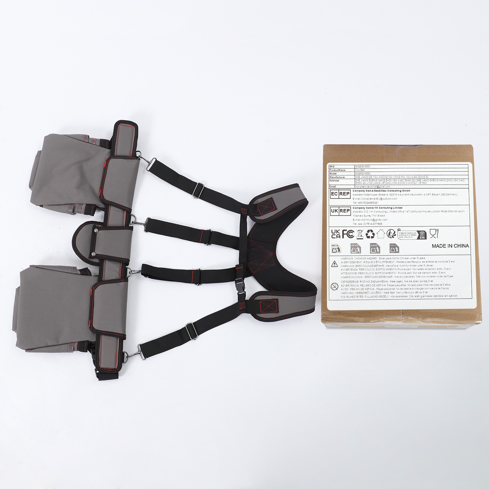 Tool Belt Tool Bag Multifunctional Electrician Tool Bag w/Suspenders Waist-Mount
