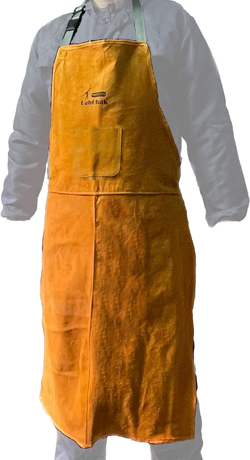 Leather Work Shop Apron, Buckle Straps, Heat & Flame Resistant Heavy Duty Weldin