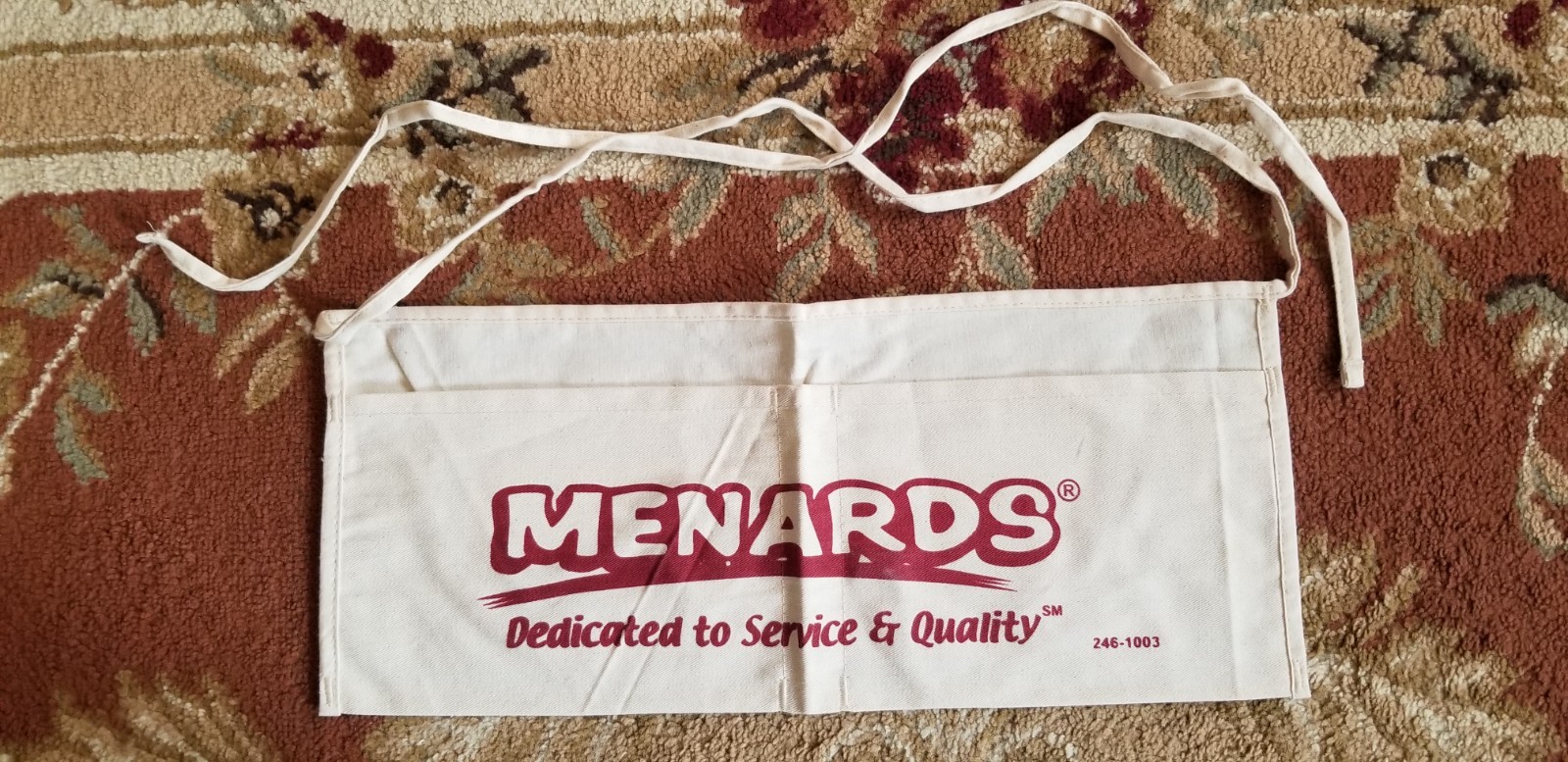 Menards Cotton Nail Apron 2012 Tan w/Red Lettering Construction Home Projects