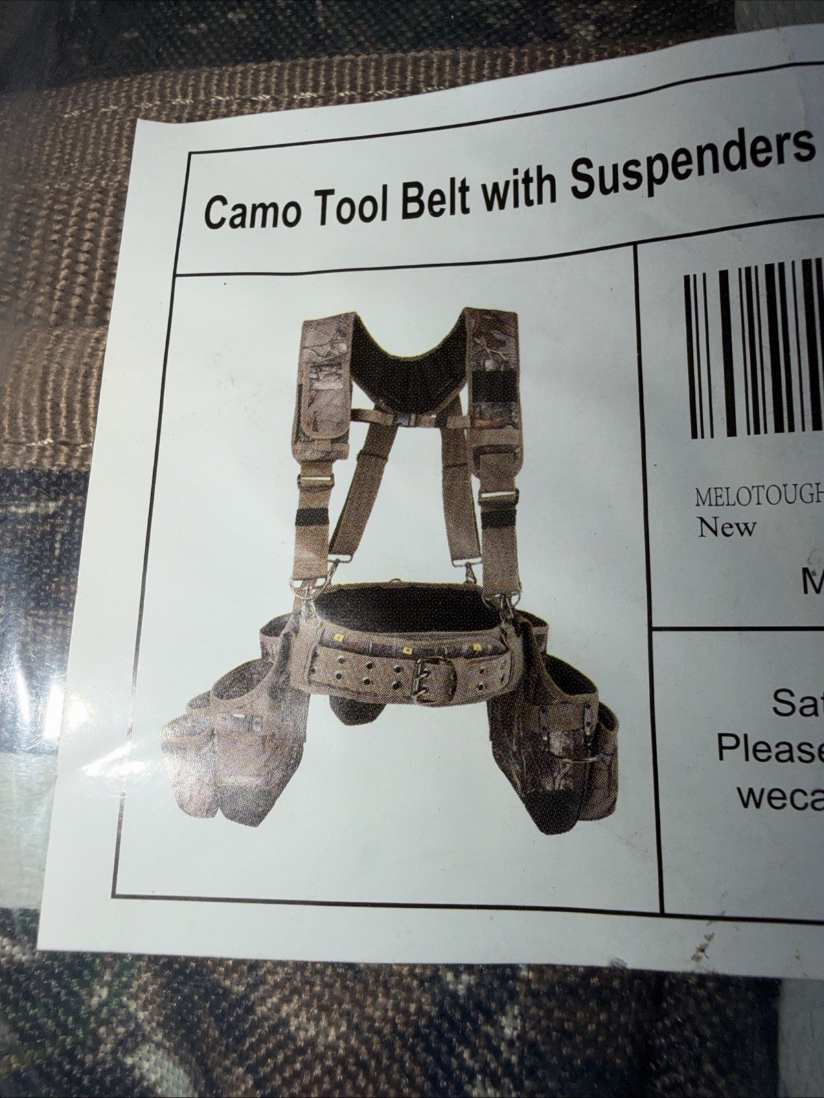Heavy-Duty Camouflage Tool Belt with Suspenders W/22 Pockets M
