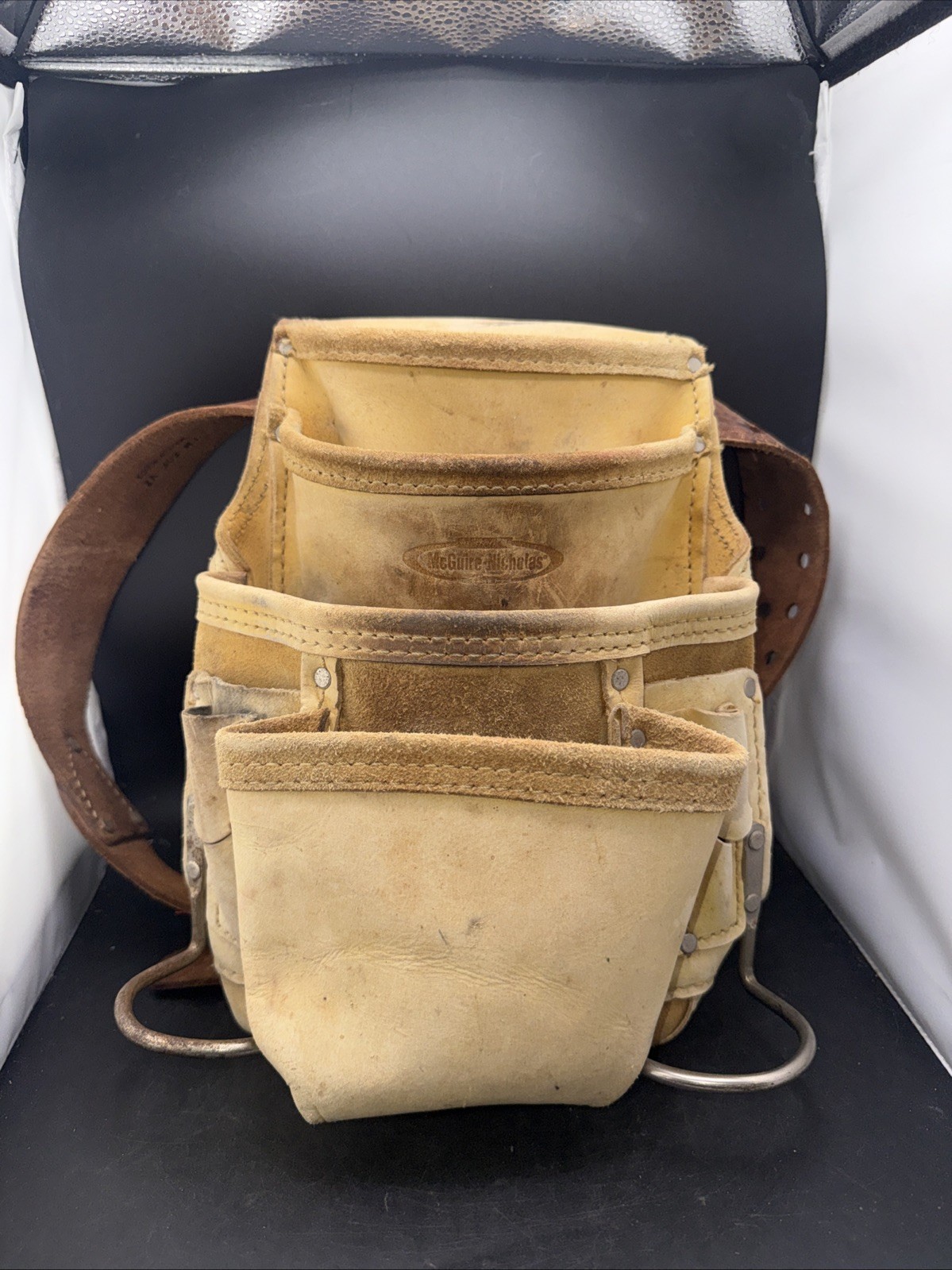 Vintage McGuire Nicholas Leather Tool Belt Pouch Carpenter Electrician Mexico