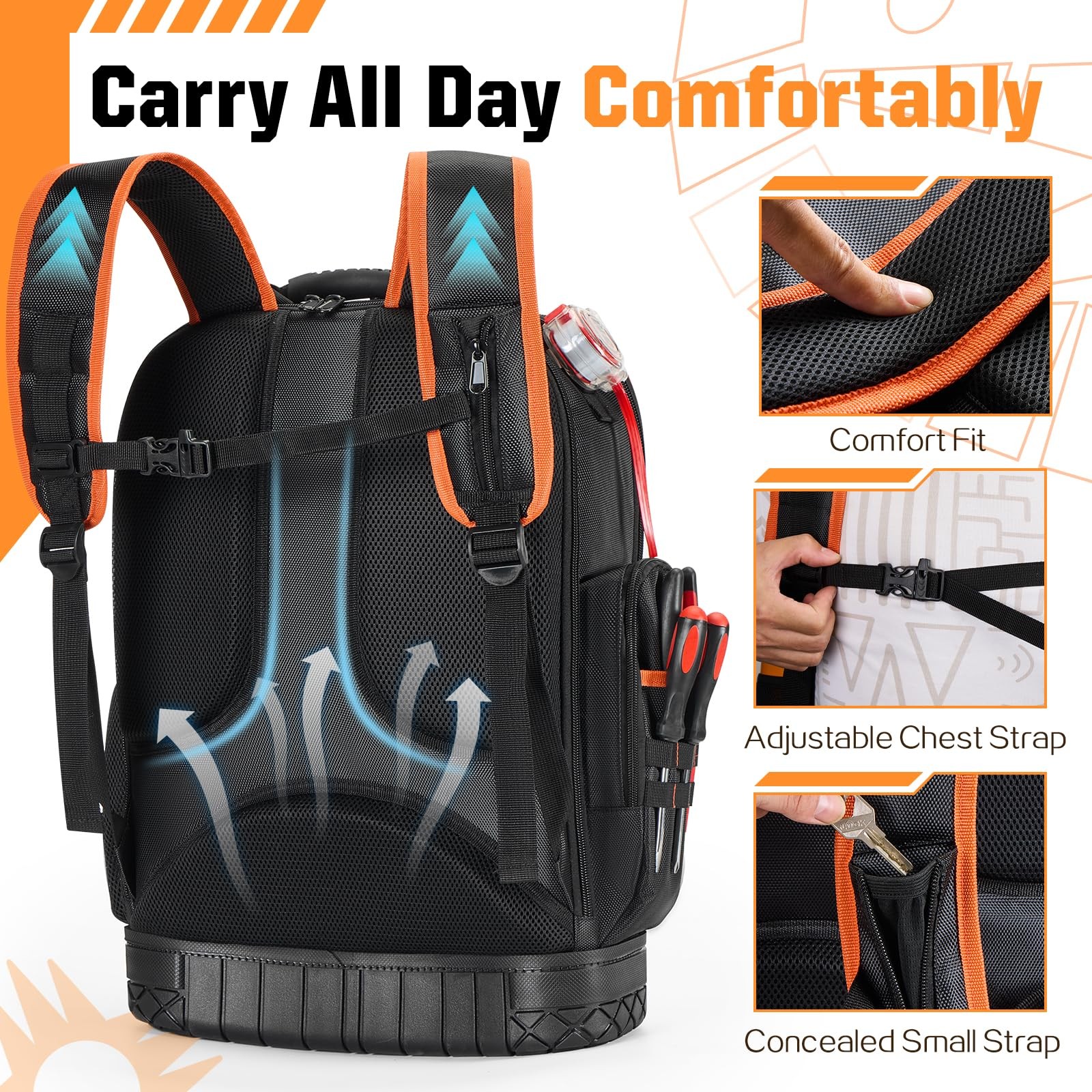 Golkcurx Tool Backpack, Heavy-Duty 1680D Carrier black