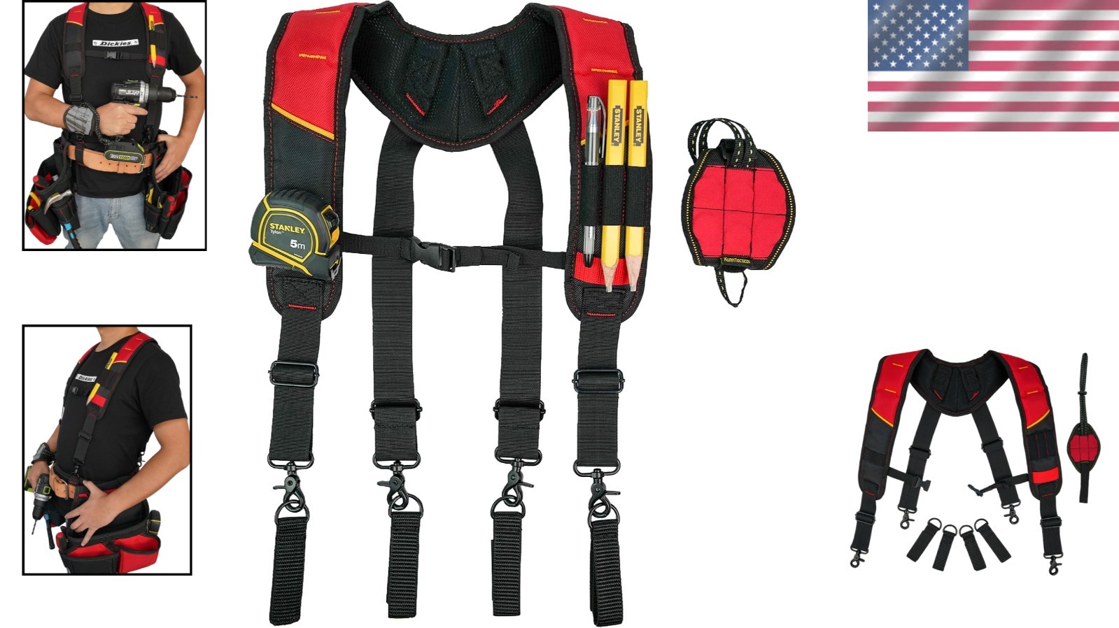 Heavy-Duty Tool Belt Suspenders with Magnetic Wrist Support for Professionals