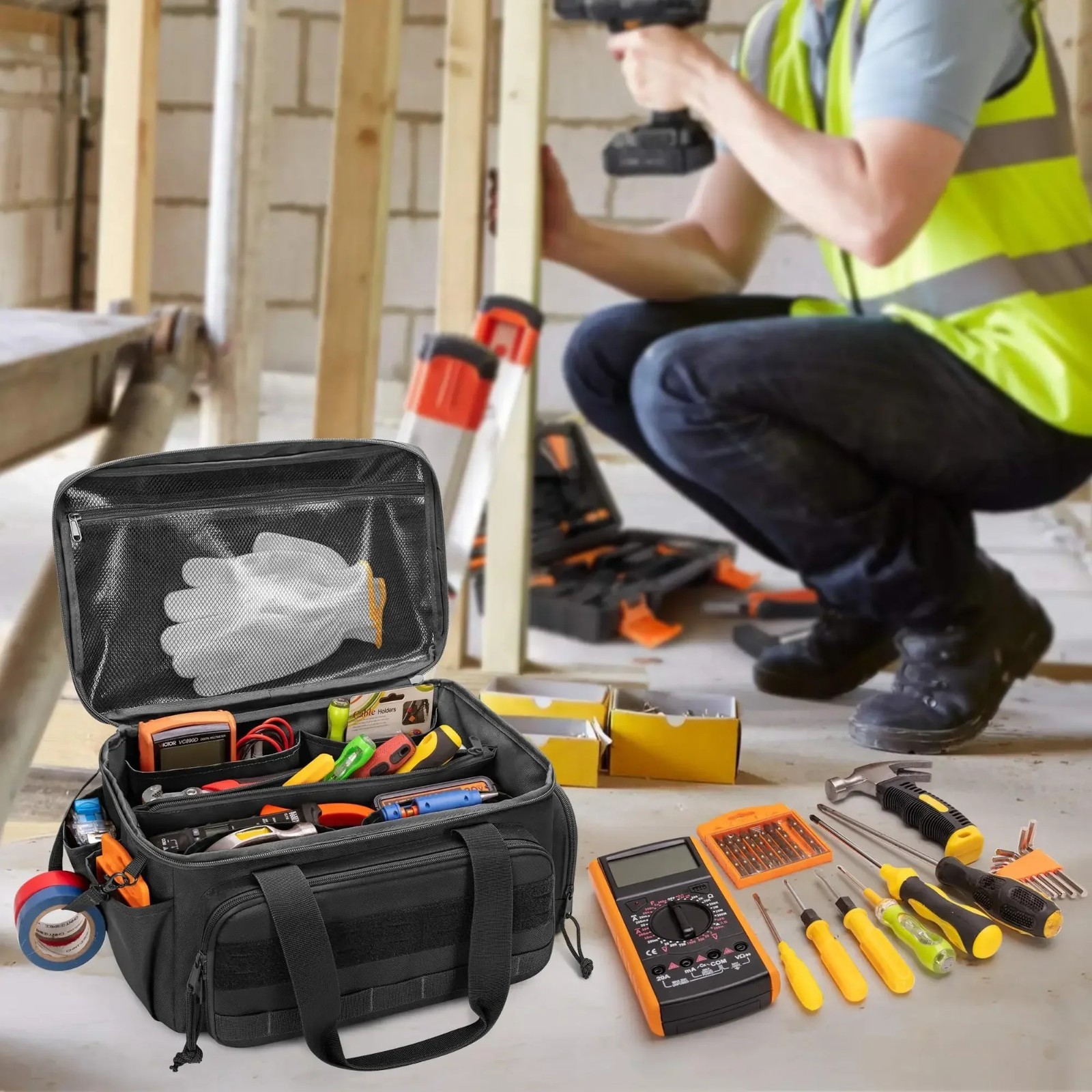 14” Heavy Duty Tactical Tool Bag Portable Organizer Storage.