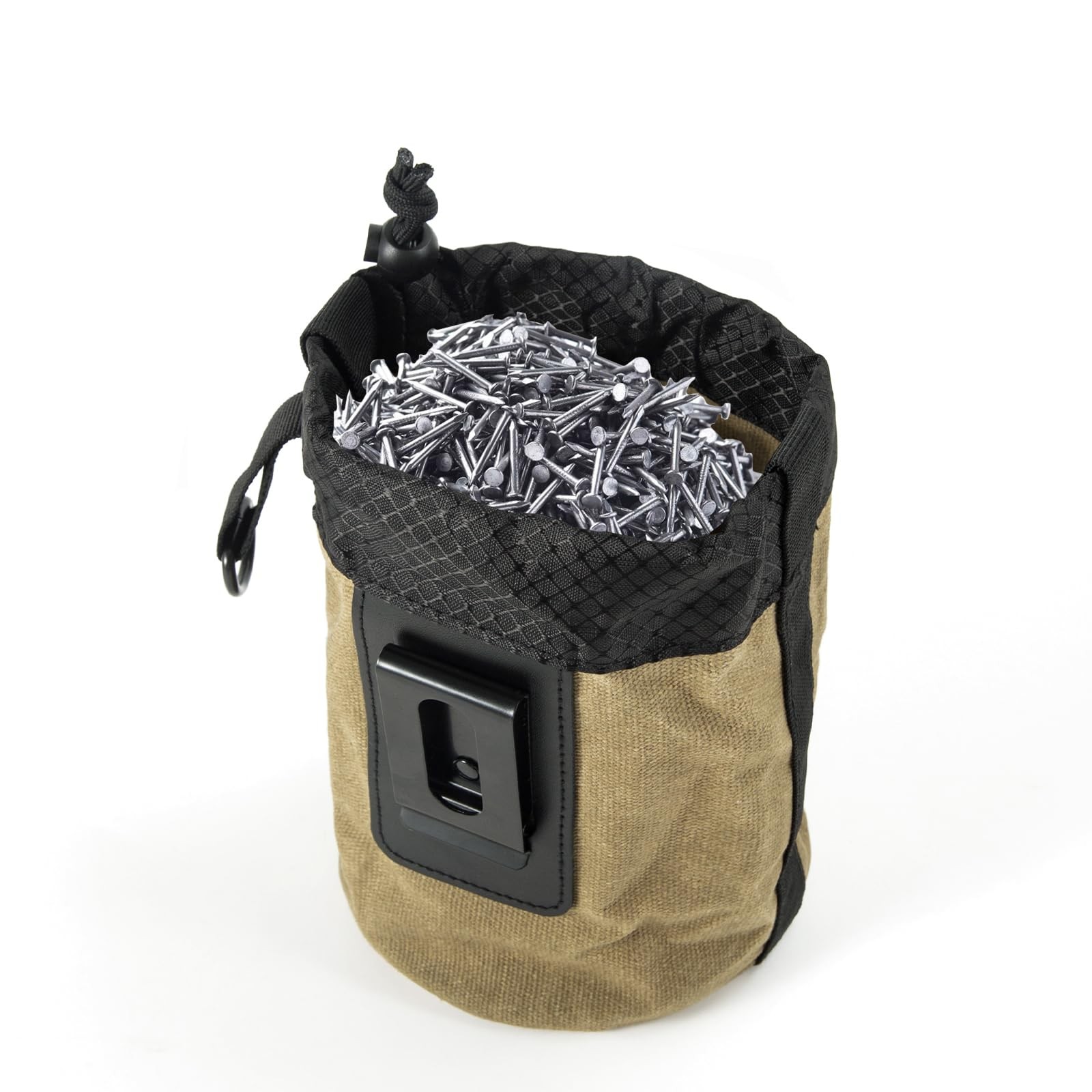 Waxed Canvas Nail/Screw Pouch, Tool Pouch with Belt Clip, 5 x 5 x 8 Inch Roun…