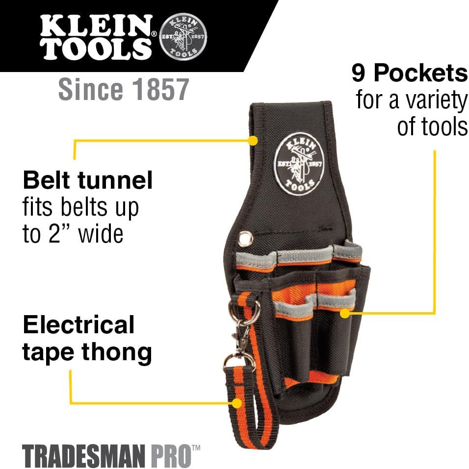 Klein Tools 5240 Tool Pouch, Tradesman Pro Maintenance Tool Pouch with 9 Pockets