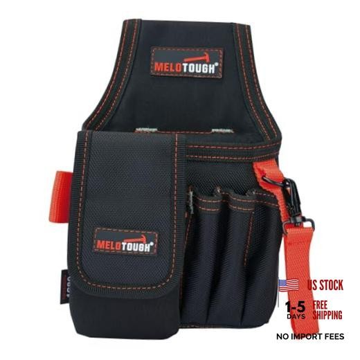 Small Tool Pouch with Belt Clip, Mini Electrician Work Pouch with Nylon Red