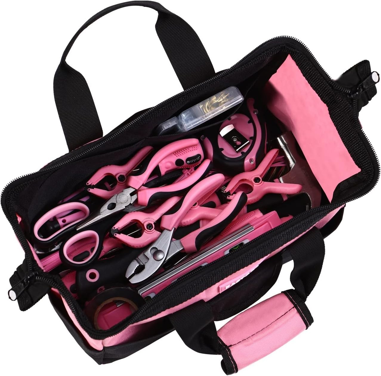 Versatile Pink Tool Bag for Women – 13″ with 10 Pockets & Easy Carrying Handles