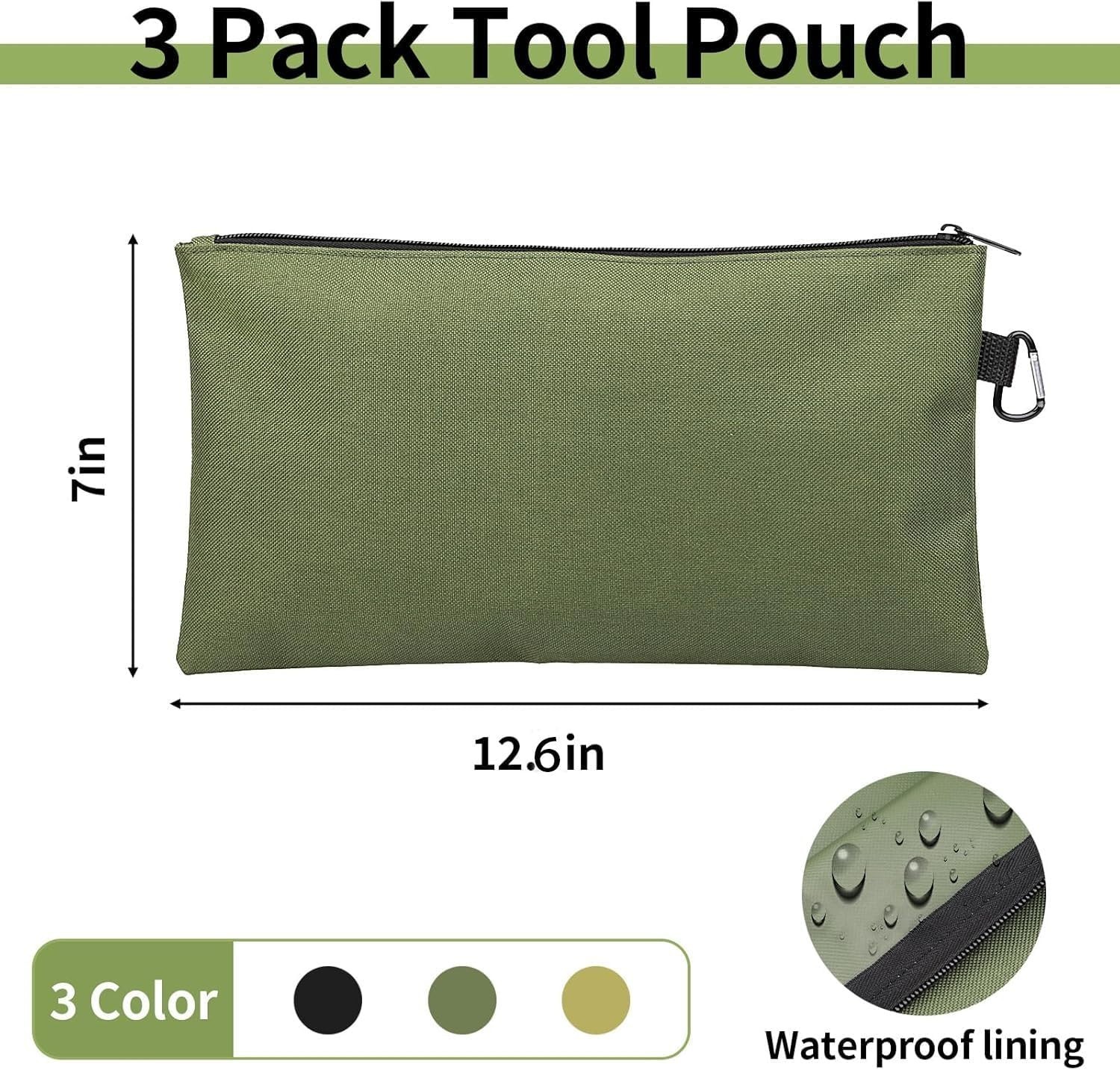 Heavy-Duty 3 Pack Zipper Pouch – Versatile Tools & Accessories Storage Bags