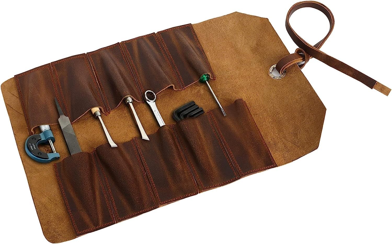 Vintage Leather Tool roll up Pouch, Portable Wrench roll for Barbers,Woodwork…