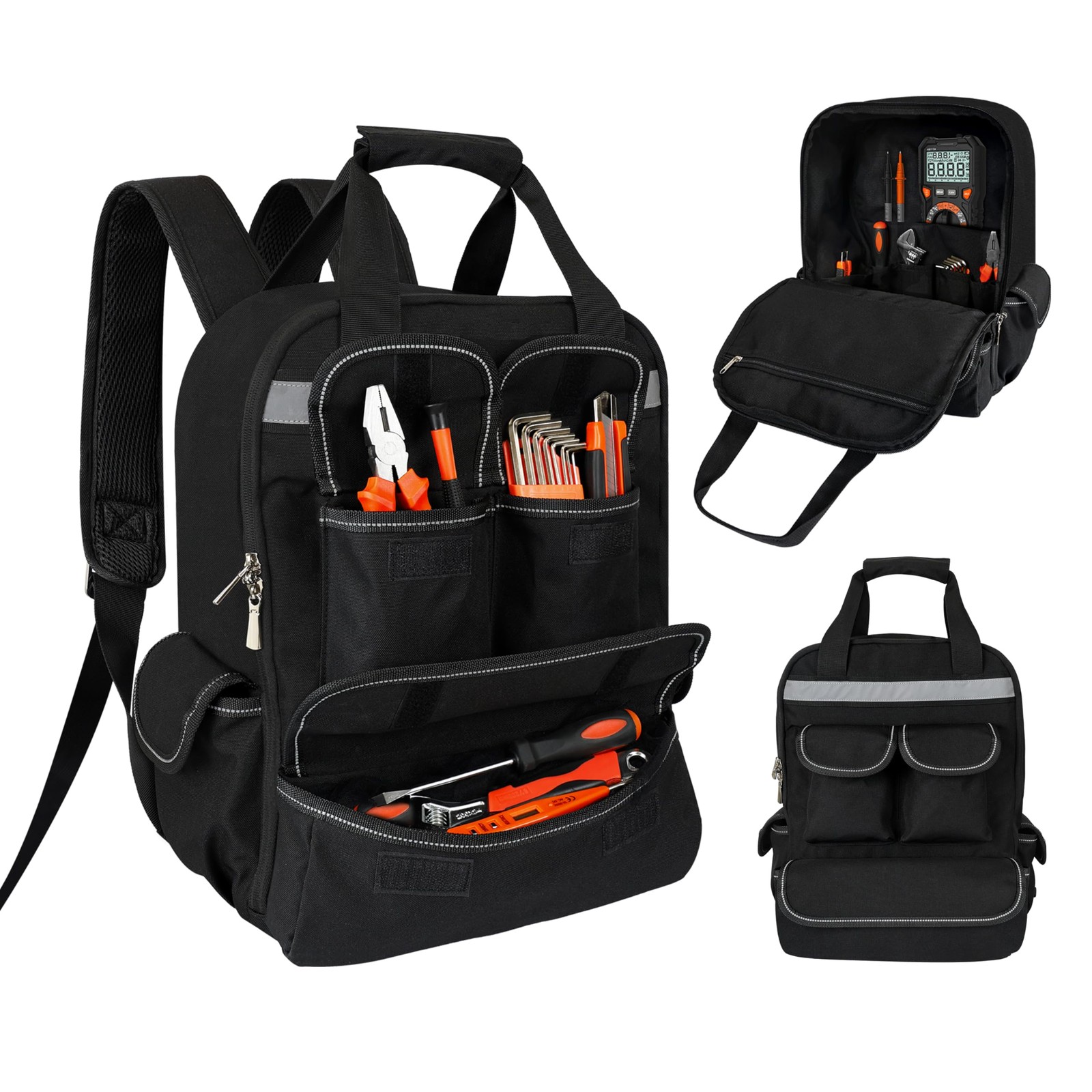 18 Inch Heavy Duty Tool Backpack Bag 17 Pockets Waterproof Work Organizer