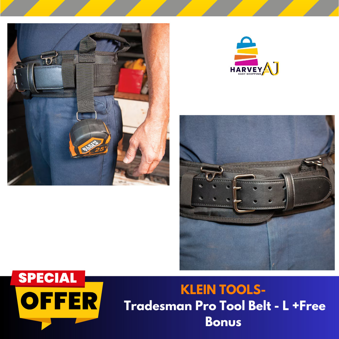 Klein Tools 55919 Tradesman Pro Modular Tool Belt – L Waist 35″-39″+Free Bonus