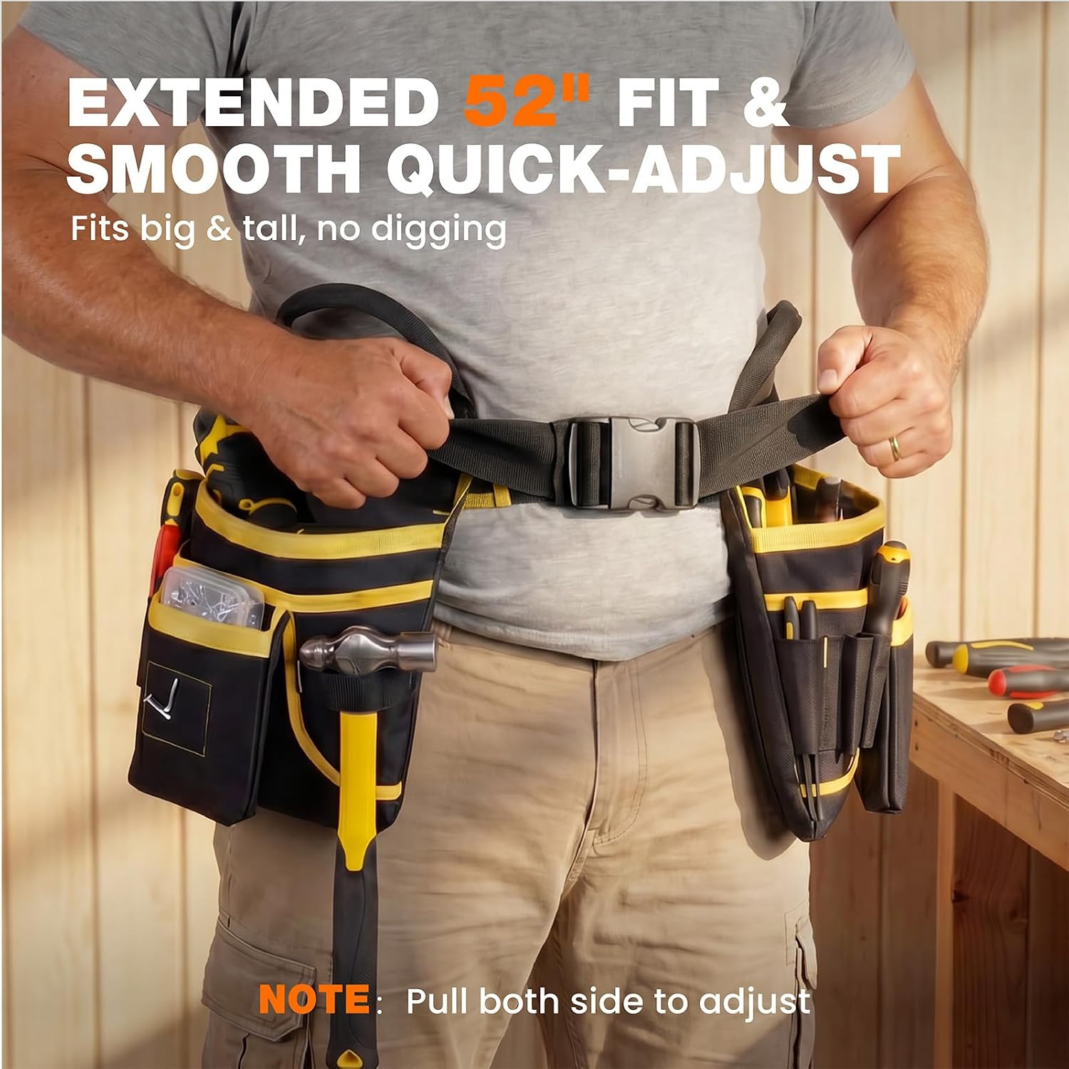 Tool Belt for Men – Tool Pouch for Waist up to 52” with 18 Pockets 19 Webbing Lo