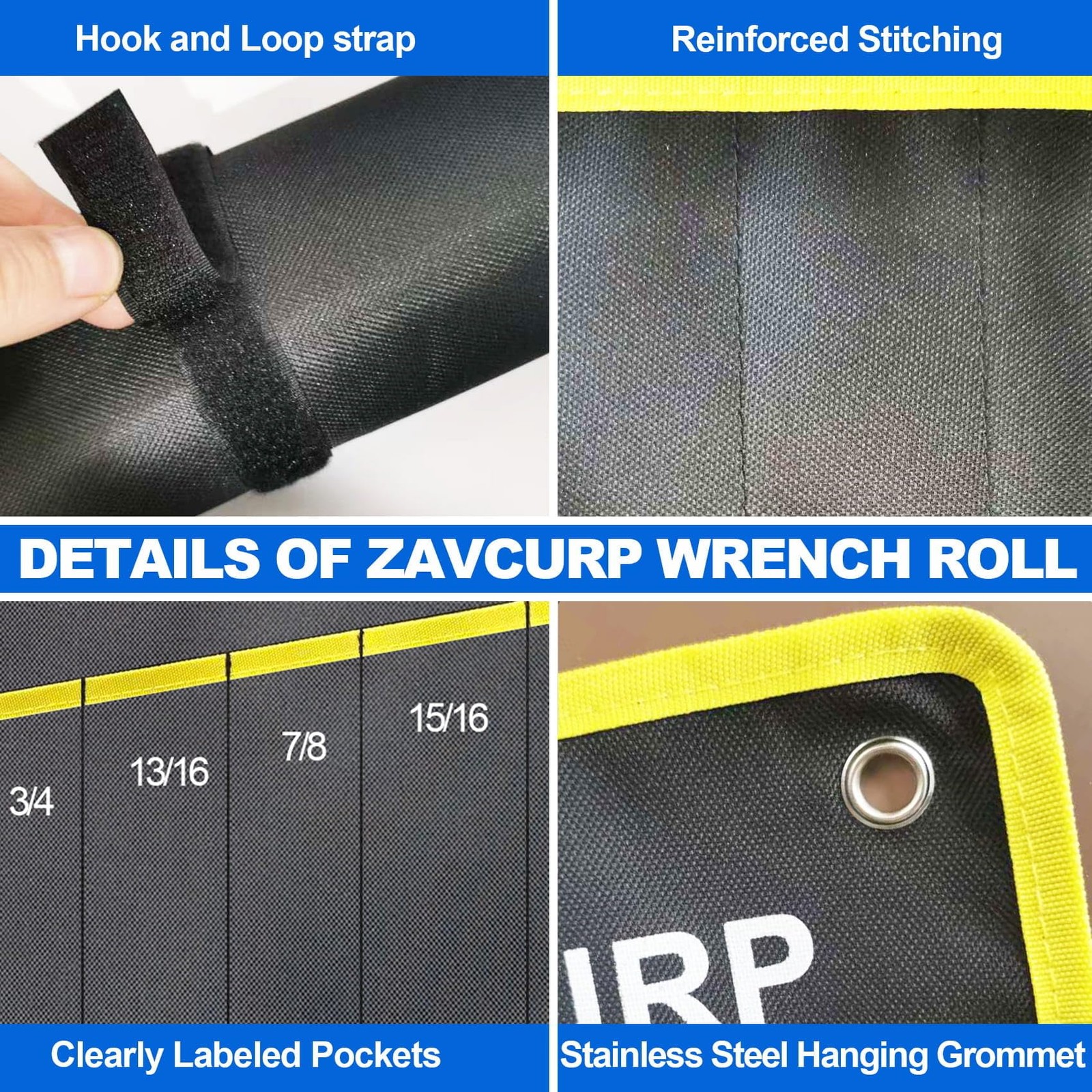 Wrench Roll Up Pouch Tool Organizer Bag Heavy Duty Oxford Cloth 25 Pockets