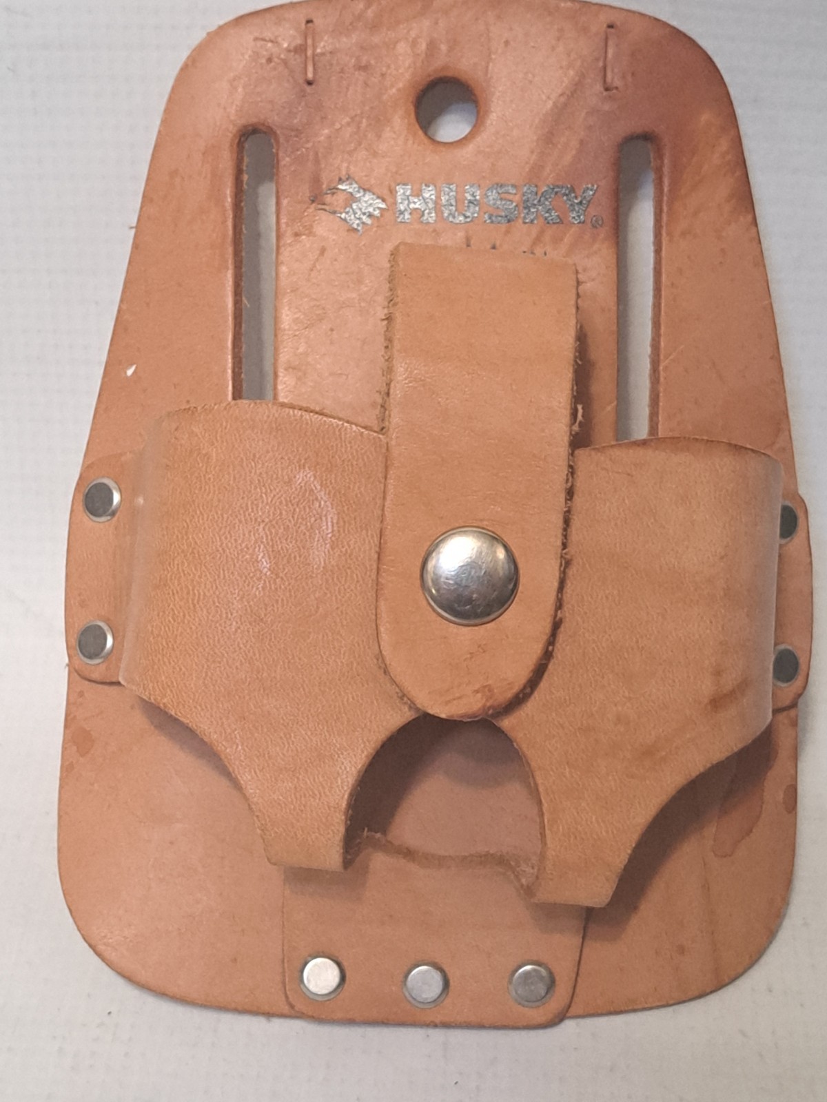 HUSKY Top Grain Leather CLC Tape Measure Holder Steel Loop Tool Belt Accessory