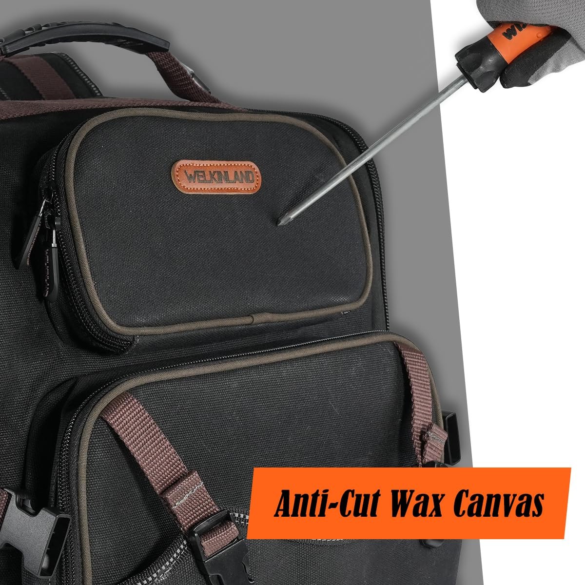 WELKINLAND 60-Pocket Electrician Backpack & Tool Medium, Black,Brown,Green