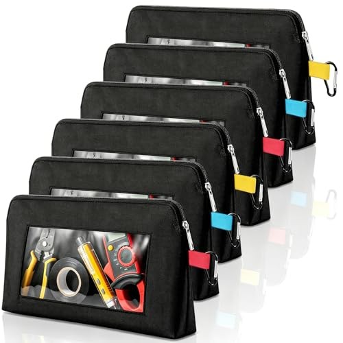6 Pcs Tool Bag with Clear Window Heavy Duty Canvas Small Tool Pouch for Men