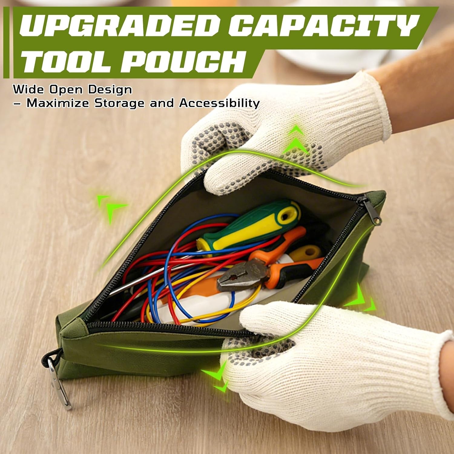 Tool Pouch Zipper Bags, Small Tool Bags with Metal Zipper & Carabiner, Durabl…