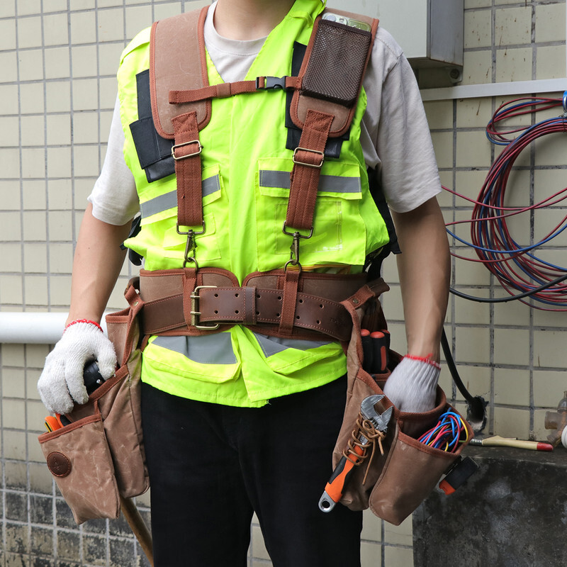 Electrician Suspenders Carpenter Framer Tool Carry Rig Belt Wasit Pack-TOURBON