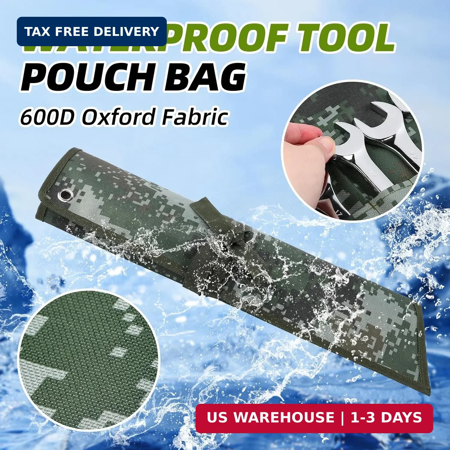 16 Pockets Wrench Roll Organizer Wrench Pouch Roll up with Water Proof Oxford