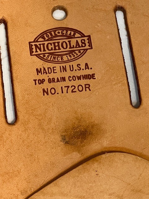 Nicholas Work Gear No. 1720R Top Grain Cowhide Leather Drill Holster Made in USA
