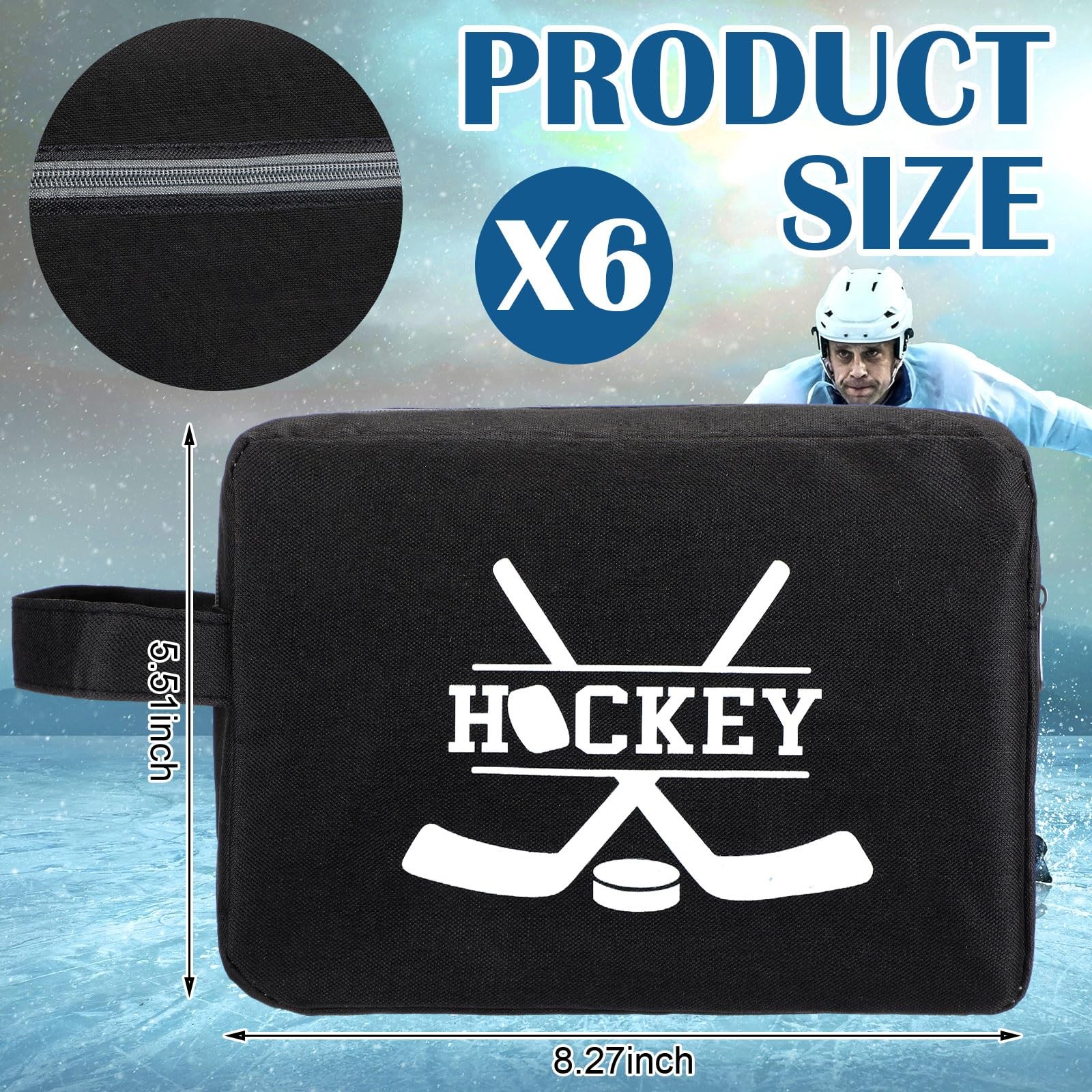 6 Pcs Hockey Accessory Bag – Large Capacity Organizer with Double Zipper for …
